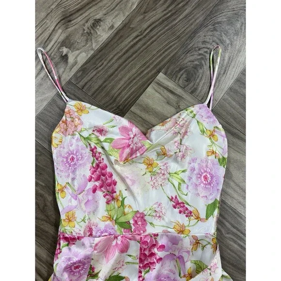 City Studio Juniors' Women's Ivory Floral Cowl Neck Self-Tie Dress Size 11/12 - Picture 5 of 14